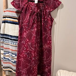 Elegant Paisley Midi Dress in Rich Burgundy